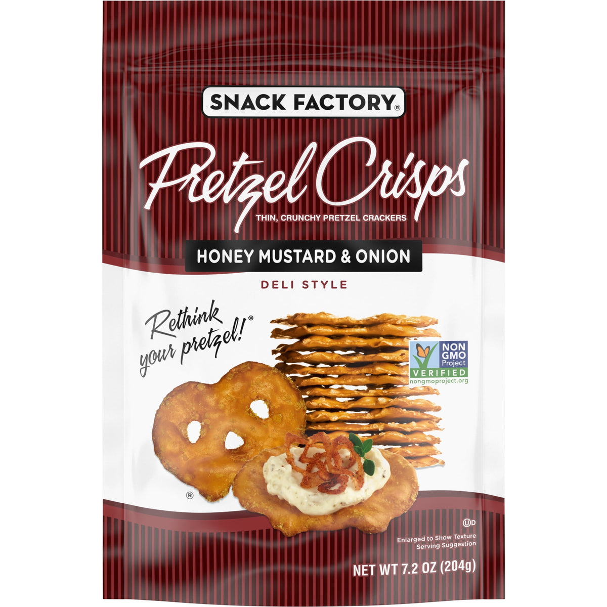 SNACK FACTORY - PRETZEL CRISPS - HONEY MUSTARD & ONION - 7.2oz