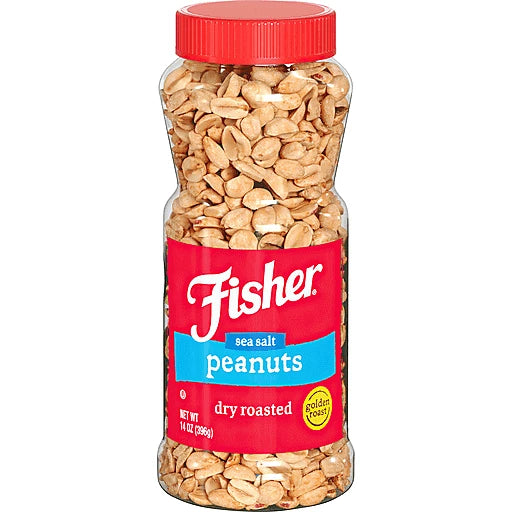 FISHER - DRY ROASTED PEANUTS - 14oz