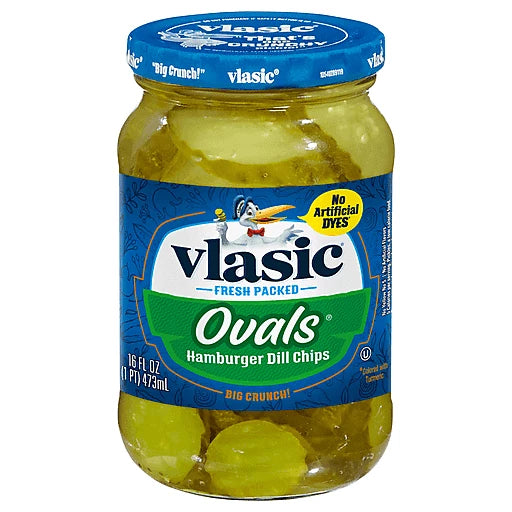 VLASIC - OVALS HAMBURGER DILL CHIPS - 16OZ