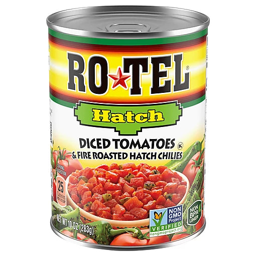 ROTEL - HATCH - DICED TOMATOES & FIRE ROASTED HATCH CHILIES 10oz