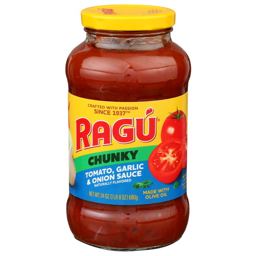 RAGU - CHUNKY - TOMATO, GARLIC & ONION SAUCE - 24oz