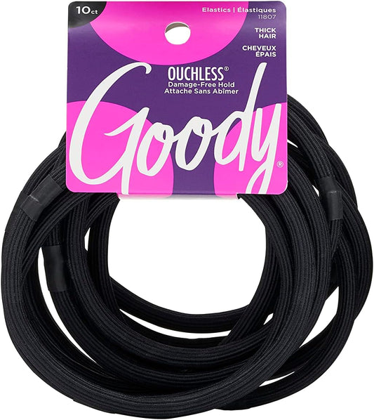 GOODY - WOMEN'S OUCHLESS BRAIDED ELASTICS - BLACK - 15 COUNT