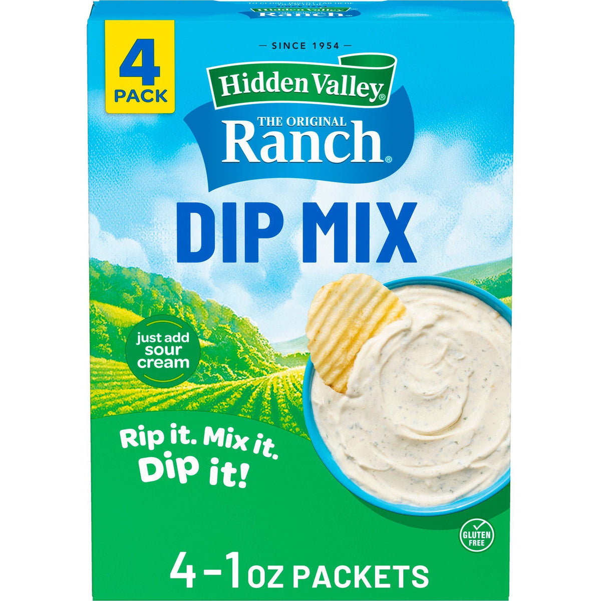 HIDDEN VALLEY - RANCH DIP MIX - 4 PACK (1oz EA)