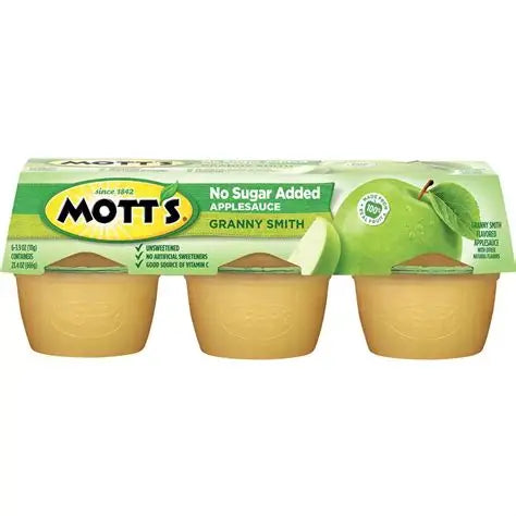 MOTTS - APPLE SAUCE - GRANNY SMITH - NO SUGAR ADDED - 6 PACK