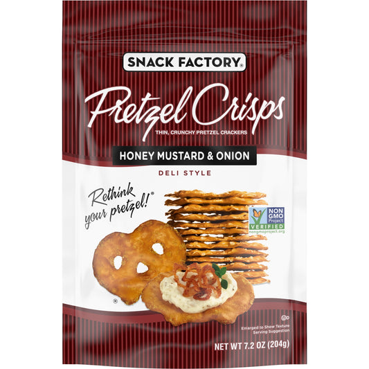SNACK FACTORY - PRETZEL CRISPS - HONEY MUSTARD & ONION - 7.2oz