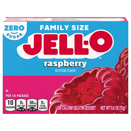 JELLO - RASPBERRY - FAMILY SIZE - ZERO SUGAR - .6oz