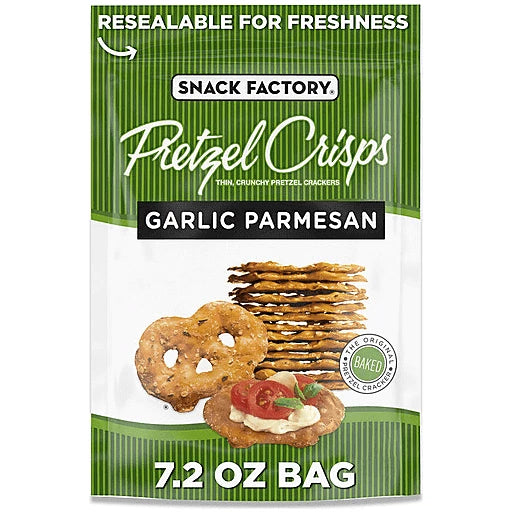 SNACK FACTORY - PRETZEL CRISPS - GARLIC PARMESAN - 7.2oz