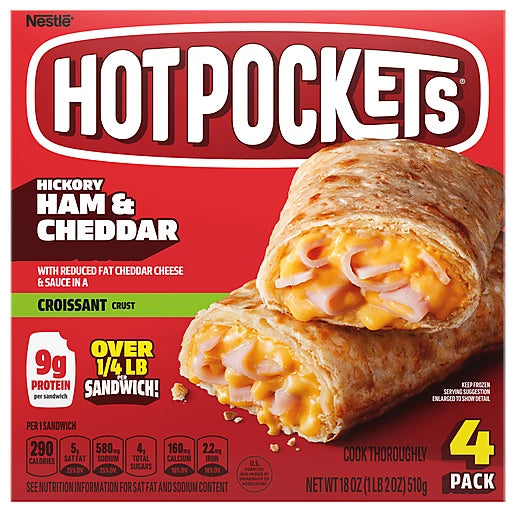HOT POCKETS - HICKORY HAM & CHEDDAR - 18oz 4 PACK