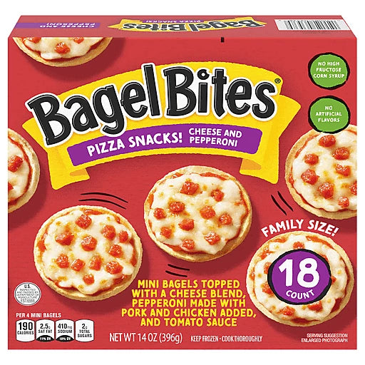 BAGEL BITES - PIZZA SNACKS - CHEESE AND PEPPERONI 14OZ