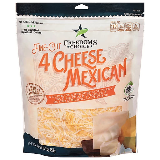 FREEDOM'S CHOICE - FOUR CHEESE MEXICAN  BLEND - 16oz