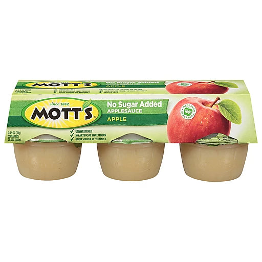 MOTTS - APPLESAUCE - NO SUGAR ADDED - 6 CUPS