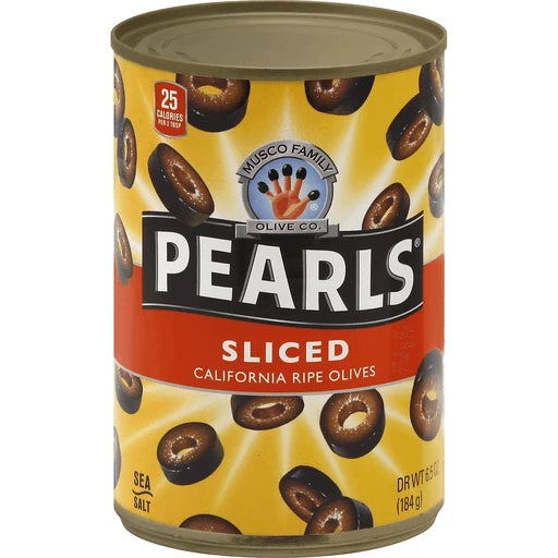 PEARLS - PITTED BLACK OLIVES - SLICED - 6OZ