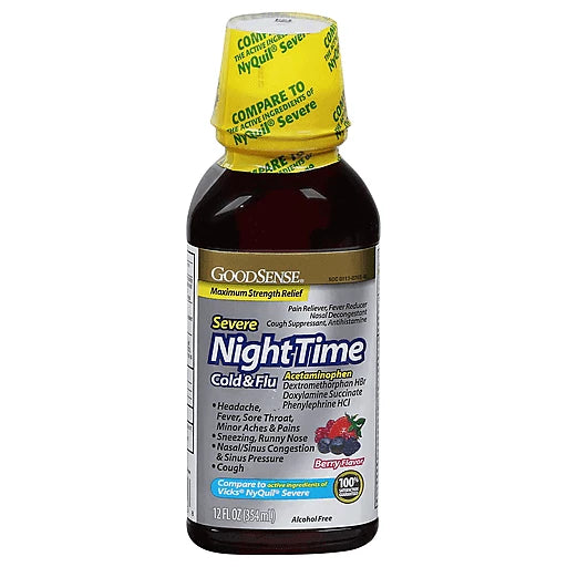 GOODSENSE - NIGHTTIME COLD AND FLU SYRUP - BERRY - 12oz