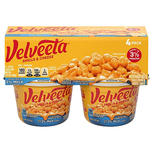 VELVEETA SHELLS & CHEESE CUP - 2% MILK - 4PK