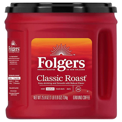 FOLGERS - CLASSIC ROAST - 25.9oz TUB