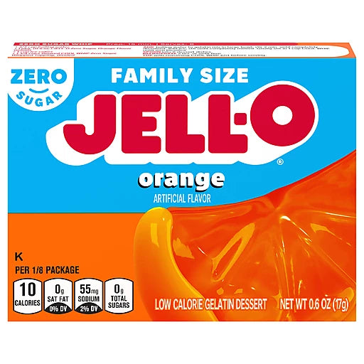 JELLO - ORANGE - FAMILY SIZE - ZERO SUGAR - .6oz