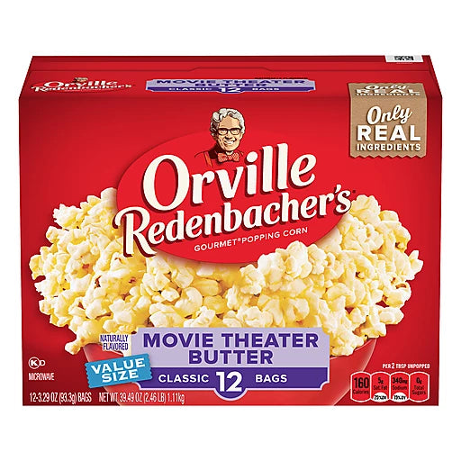 ORVILLE REDENBACHER'S MICROWAVE - MOVIE THEATER BUTTUER POPCORN - BOX 12
