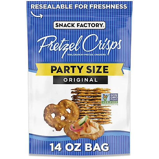 SNACK FACTORY - PRETZEL CRISPS - ORIGINAL - PARTY SIZE - 14oz