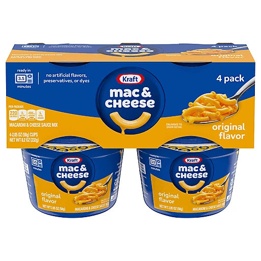 Kraft Macaroni & Cheese Dinner Microwavable 2.05 oz cup 4 ct