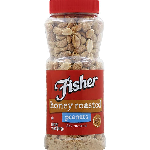 Fisher Honey Roasted Dry Roasted Peanuts 14 oz jar