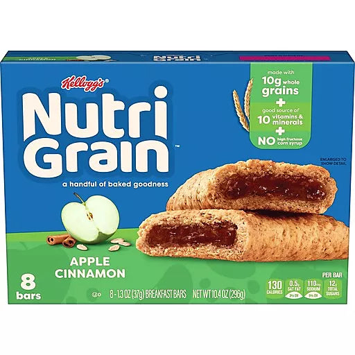 KELLOGG'S NUTRI GRAIN - APPLE CINNAMON - 8 BARS