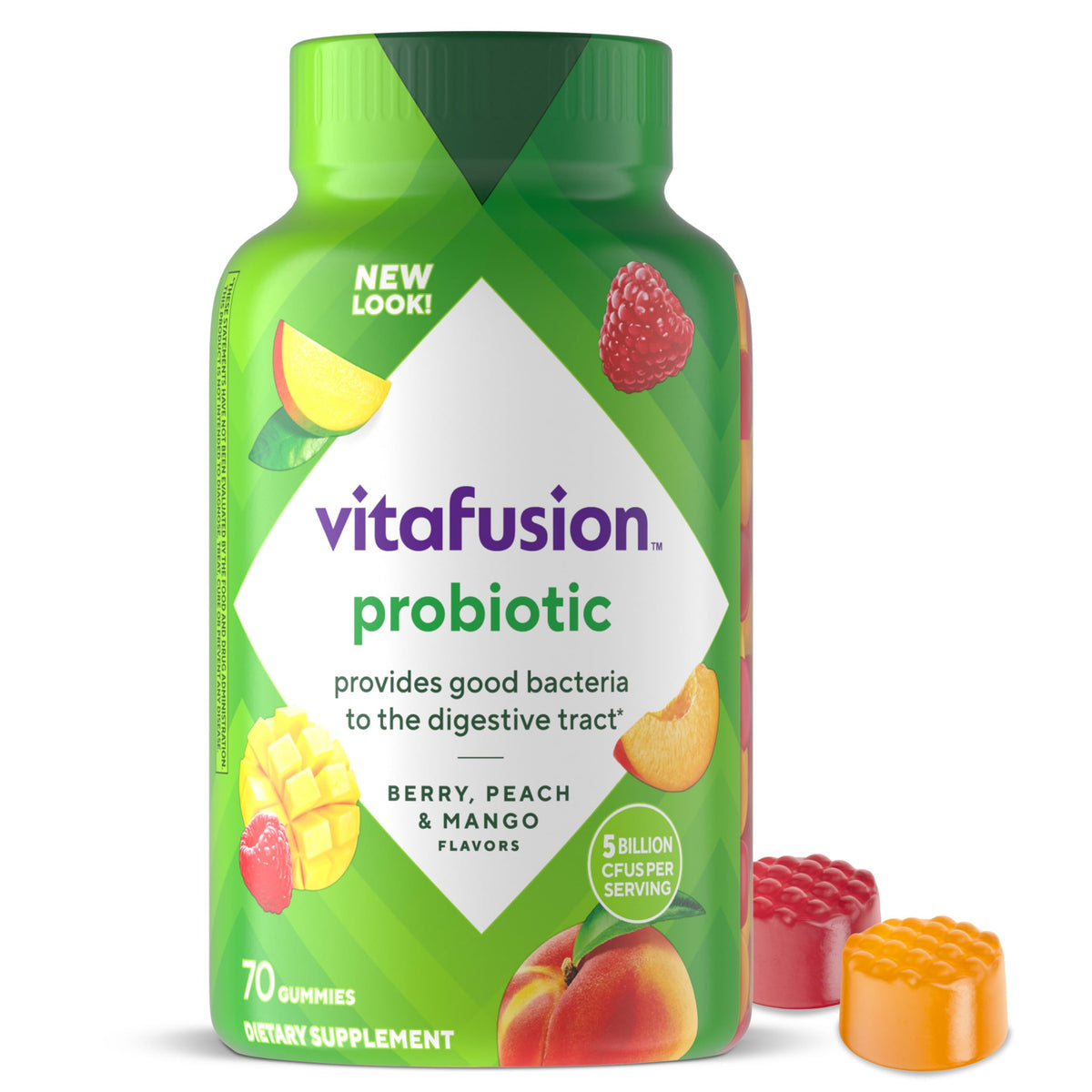 VITAFUSION - PROBIOTIC GUMMIES - BERRY, PEACH & MANGO - 70ct